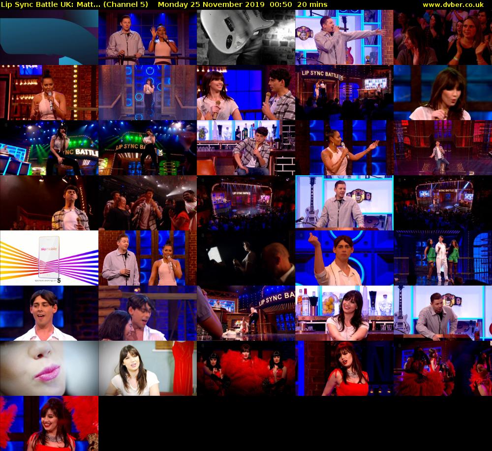 Lip Sync Battle UK: Matt... (Channel 5) Monday 25 November 2019 00:50 - 01:10