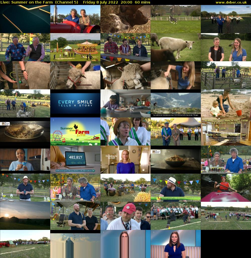 Live: Summer on the Farm  (Channel 5) Friday 8 July 2022 20:00 - 21:00