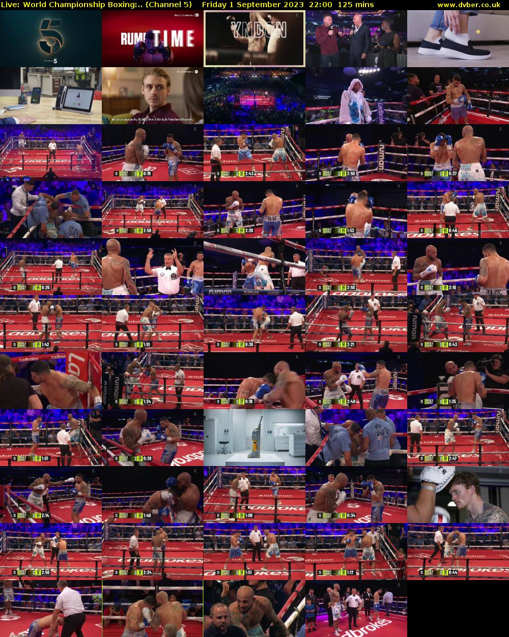 Live: World Championship Boxing:.. (Channel 5) Friday 1 September 2023 22:00 - 00:05