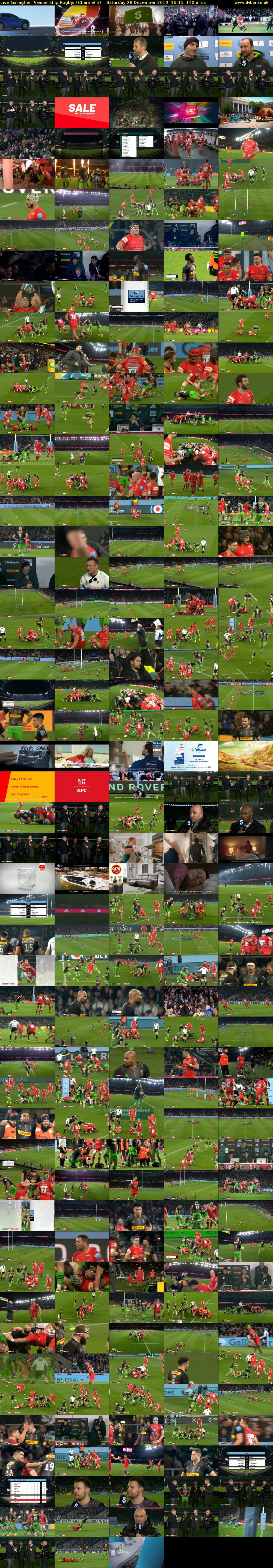 Live Gallagher Premiership Rugby: (Channel 5) Saturday 28 December 2019 16:15 - 18:35