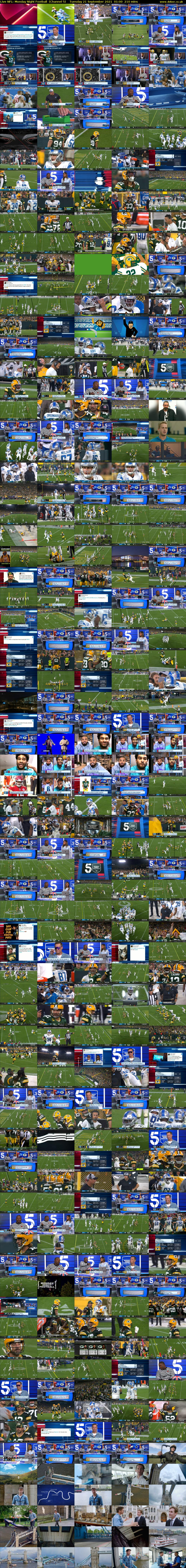 Live NFL: Monday Night Football  (Channel 5) Tuesday 21 September 2021 01:00 - 04:30