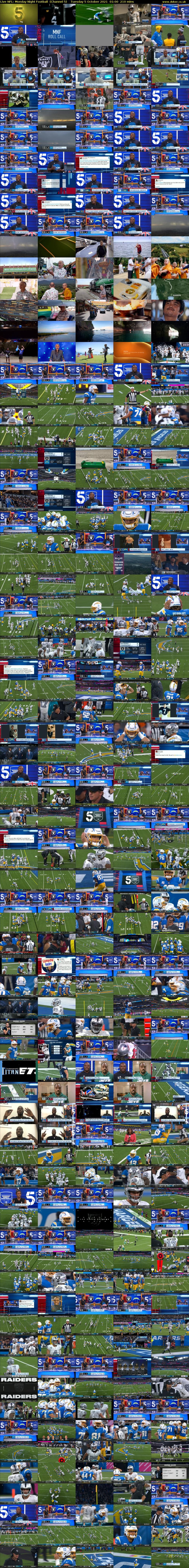 Live NFL: Monday Night Football  (Channel 5) Tuesday 5 October 2021 01:00 - 04:30