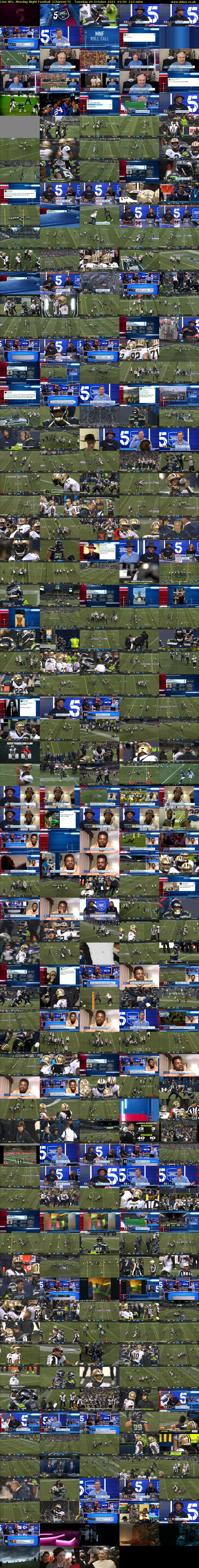 Live NFL: Monday Night Football  (Channel 5) Tuesday 26 October 2021 01:00 - 04:30