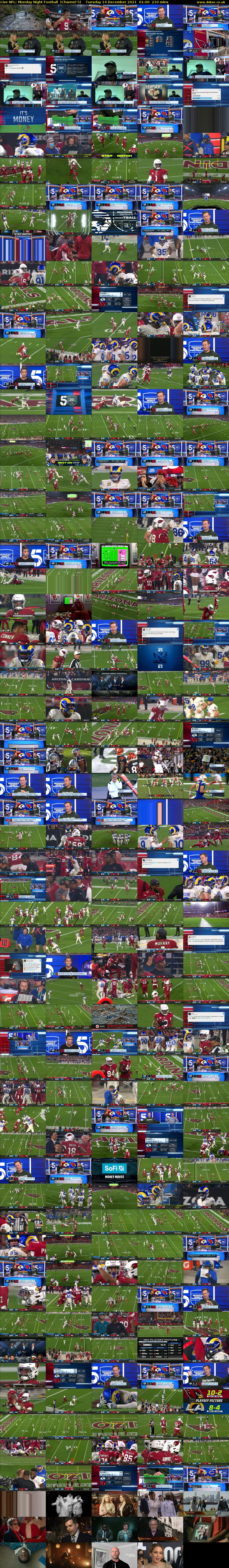 Live NFL: Monday Night Football  (Channel 5) Tuesday 14 December 2021 01:00 - 04:30