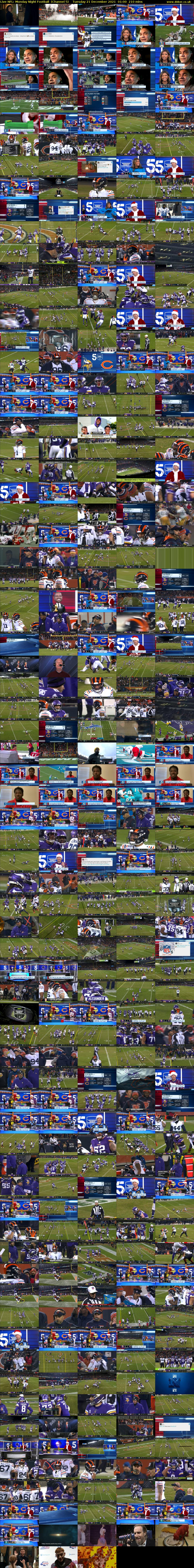 Live NFL: Monday Night Football  (Channel 5) Tuesday 21 December 2021 01:00 - 04:30