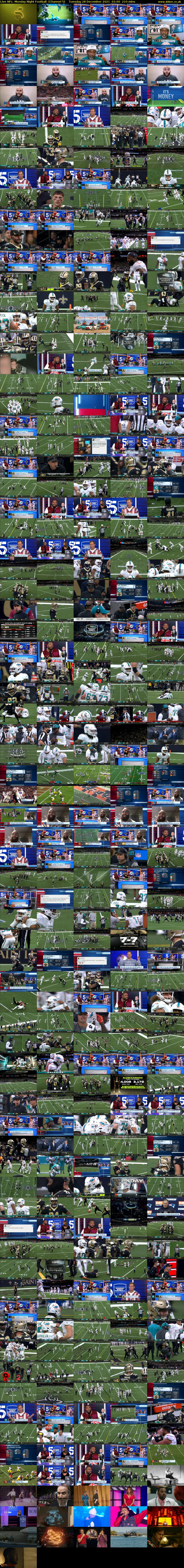 Live NFL: Monday Night Football  (Channel 5) Tuesday 28 December 2021 01:00 - 04:30
