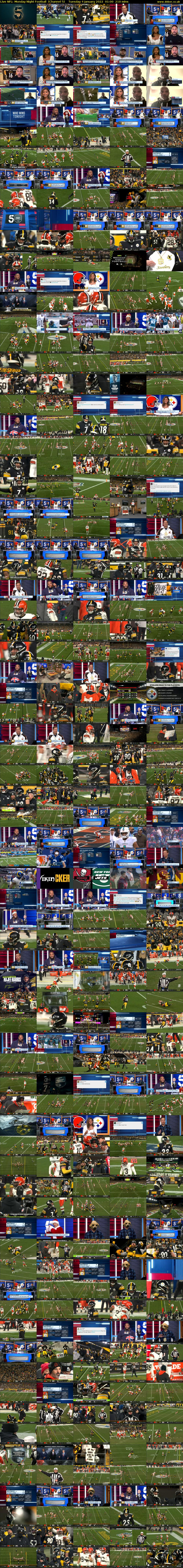 Live NFL: Monday Night Football  (Channel 5) Tuesday 4 January 2022 01:00 - 04:30