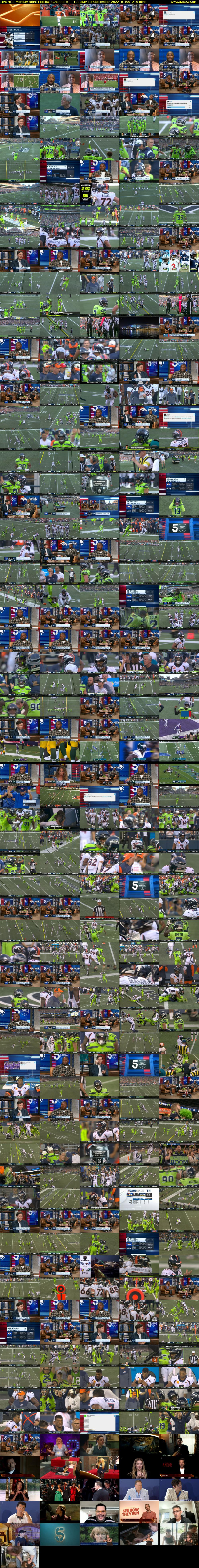 Live NFL: Monday Night Football (Channel 5) Tuesday 13 September 2022 01:00 - 04:30