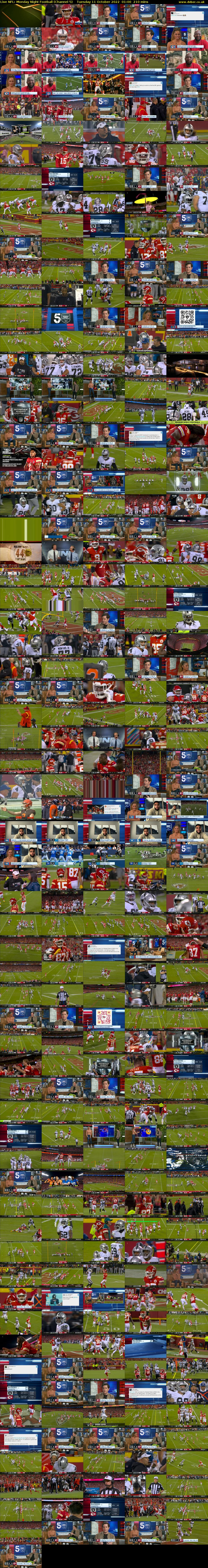 Live NFL: Monday Night Football (Channel 5) Tuesday 11 October 2022 01:00 - 04:30