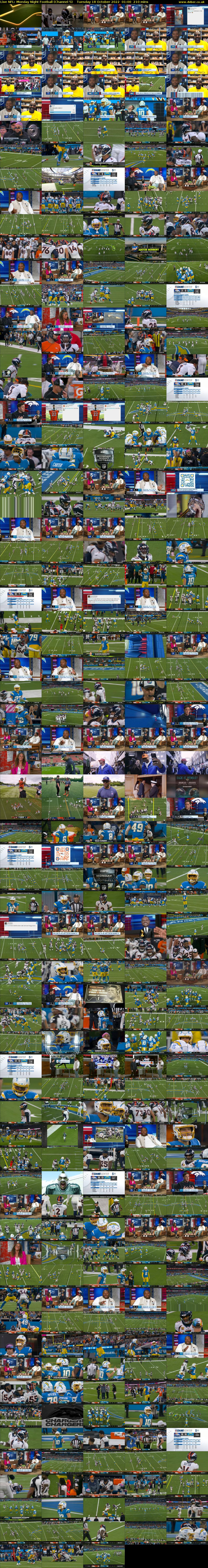 Live NFL: Monday Night Football (Channel 5) Tuesday 18 October 2022 01:00 - 04:30