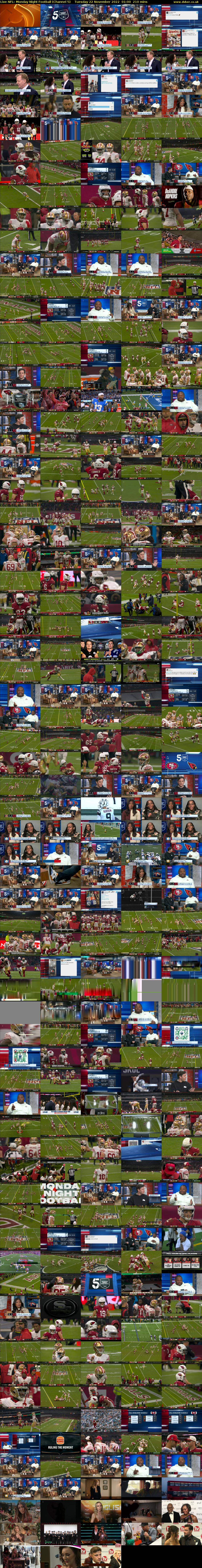 Live NFL: Monday Night Football (Channel 5) Tuesday 22 November 2022 01:00 - 04:30