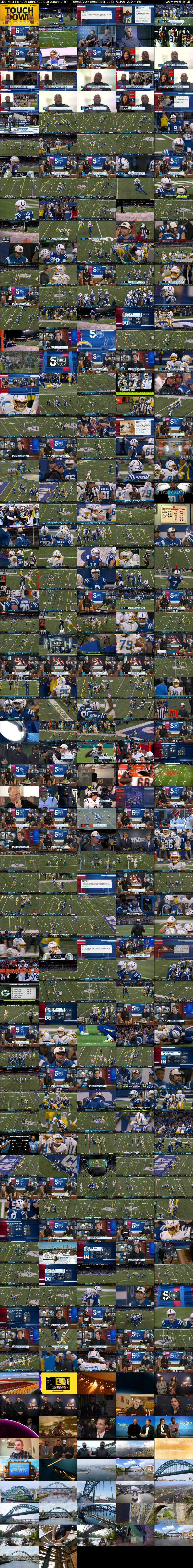 Live NFL: Monday Night Football (Channel 5) Tuesday 27 December 2022 01:00 - 04:30
