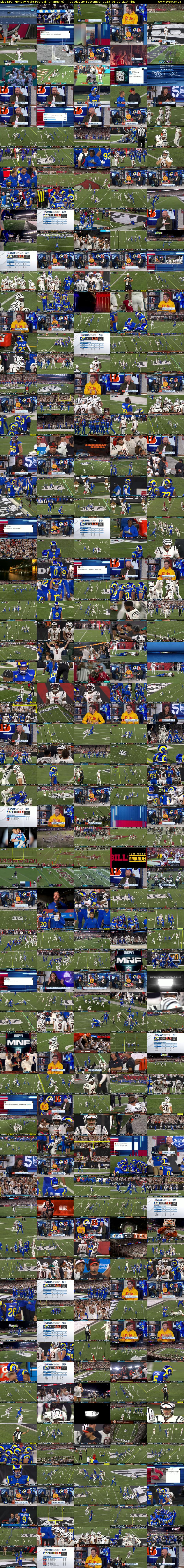 Live NFL: Monday Night Football (Channel 5) Tuesday 26 September 2023 01:00 - 04:30