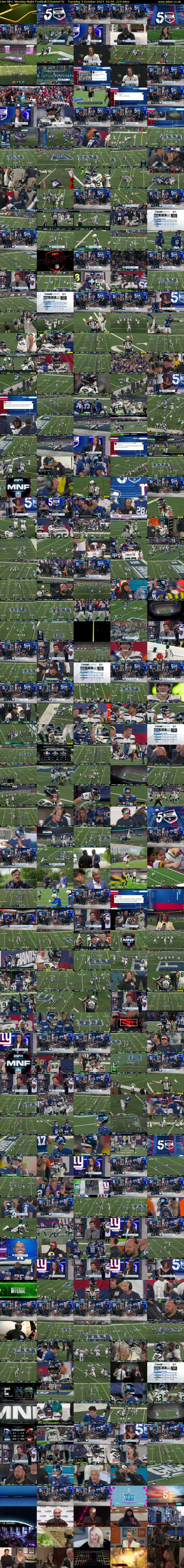 Live NFL: Monday Night Football (Channel 5) Tuesday 3 October 2023 01:00 - 04:30