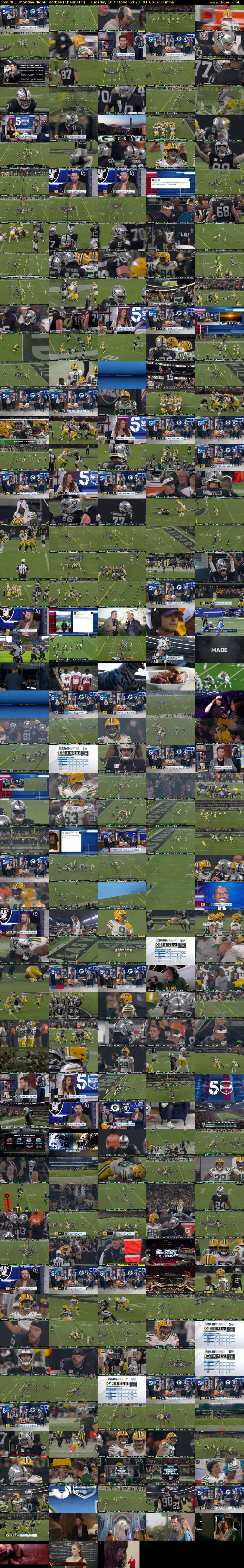 Live NFL: Monday Night Football (Channel 5) Tuesday 10 October 2023 01:00 - 04:30