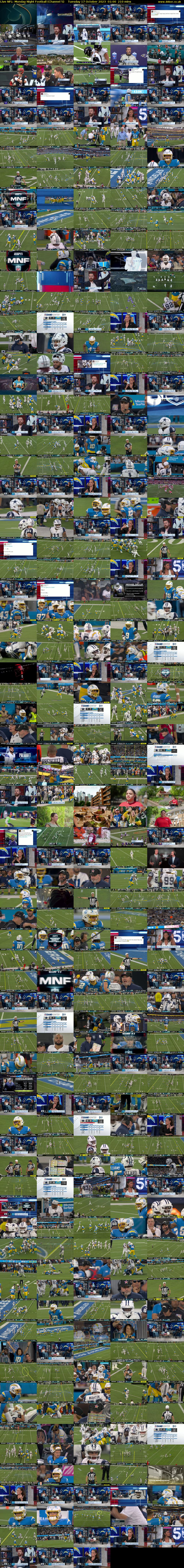 Live NFL: Monday Night Football (Channel 5) Tuesday 17 October 2023 01:00 - 04:30