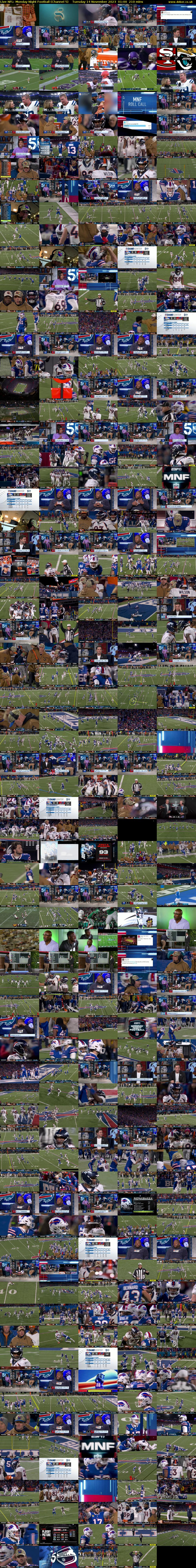 Live NFL: Monday Night Football (Channel 5) Tuesday 14 November 2023 01:00 - 04:30