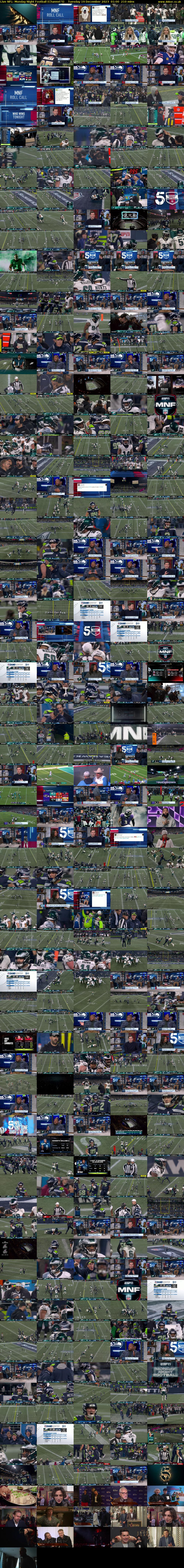 Live NFL: Monday Night Football (Channel 5) Tuesday 19 December 2023 01:00 - 04:30