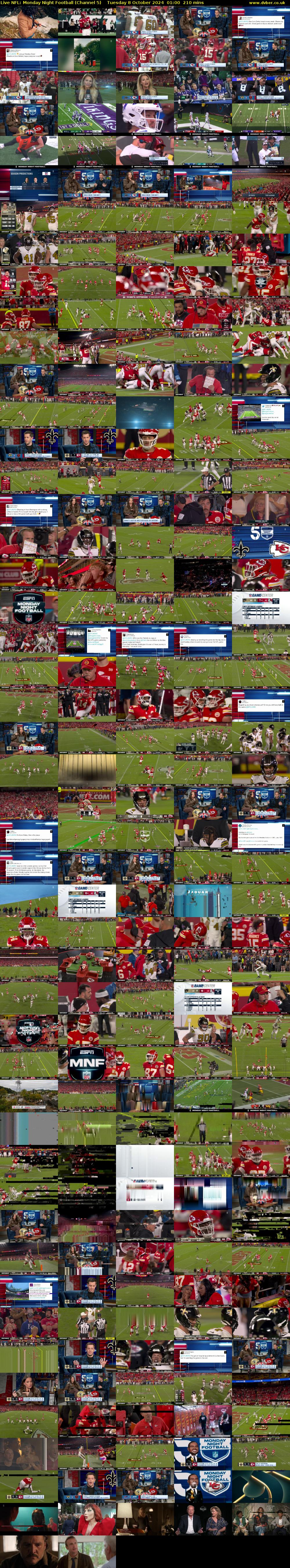 Live NFL: Monday Night Football (Channel 5) Tuesday 8 October 2024 01:00 - 04:30