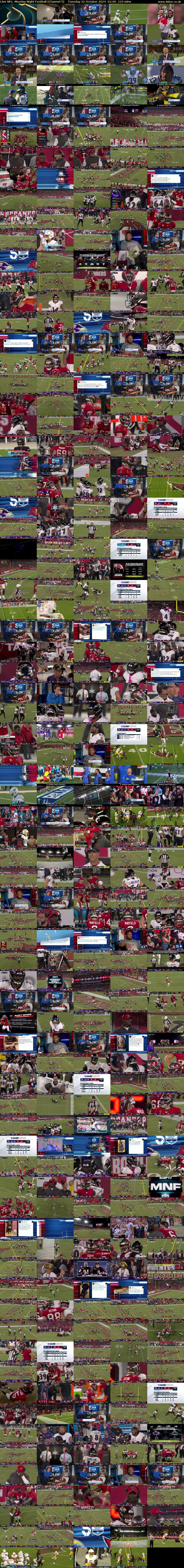Live NFL: Monday Night Football (Channel 5) Tuesday 22 October 2024 01:00 - 04:30