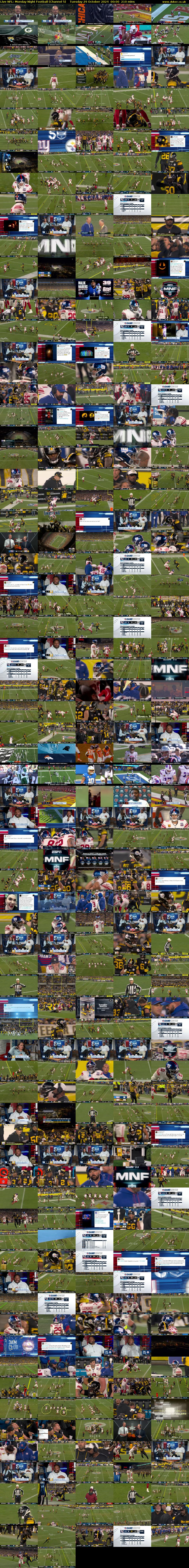 Live NFL: Monday Night Football (Channel 5) Tuesday 29 October 2024 00:00 - 03:30