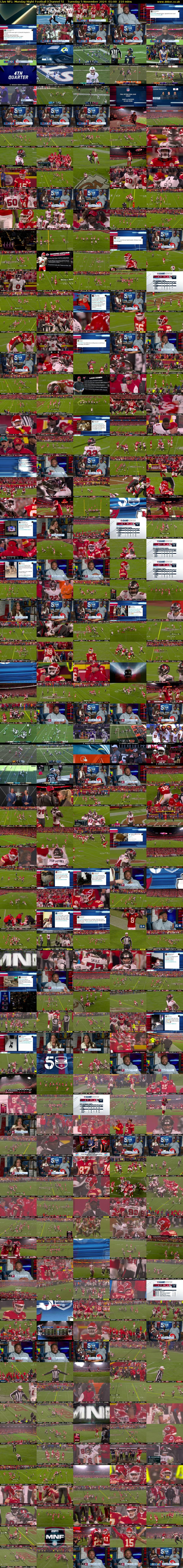 Live NFL: Monday Night Football (Channel 5) Tuesday 5 November 2024 01:00 - 04:30