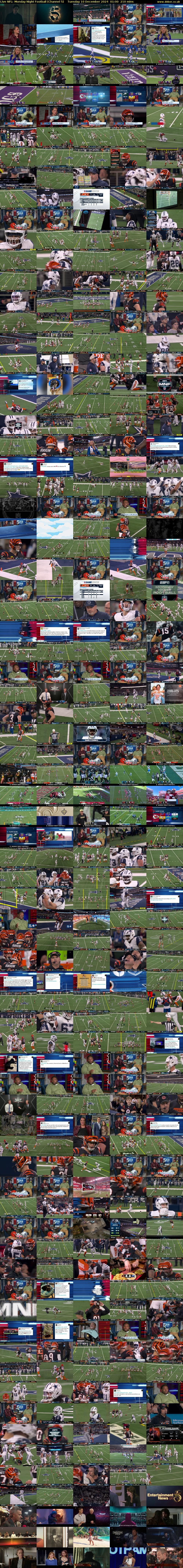 Live NFL: Monday Night Football (Channel 5) Tuesday 10 December 2024 01:00 - 04:30
