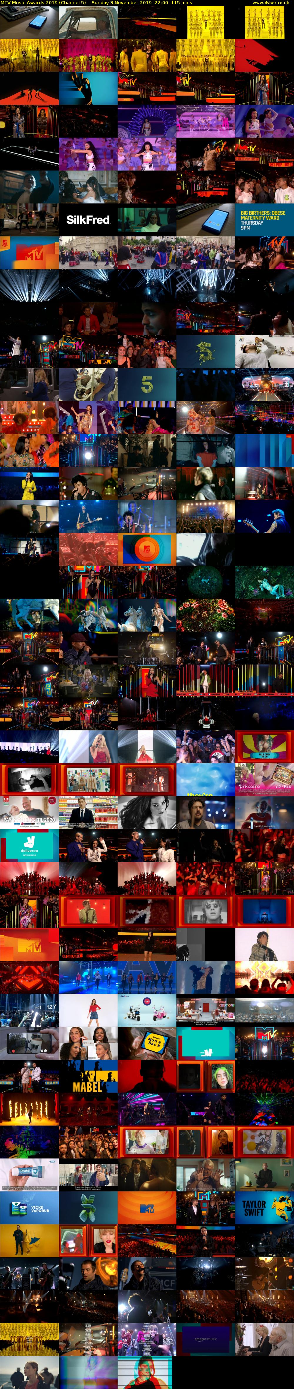 MTV Music Awards 2019 (Channel 5) Sunday 3 November 2019 22:00 - 23:55