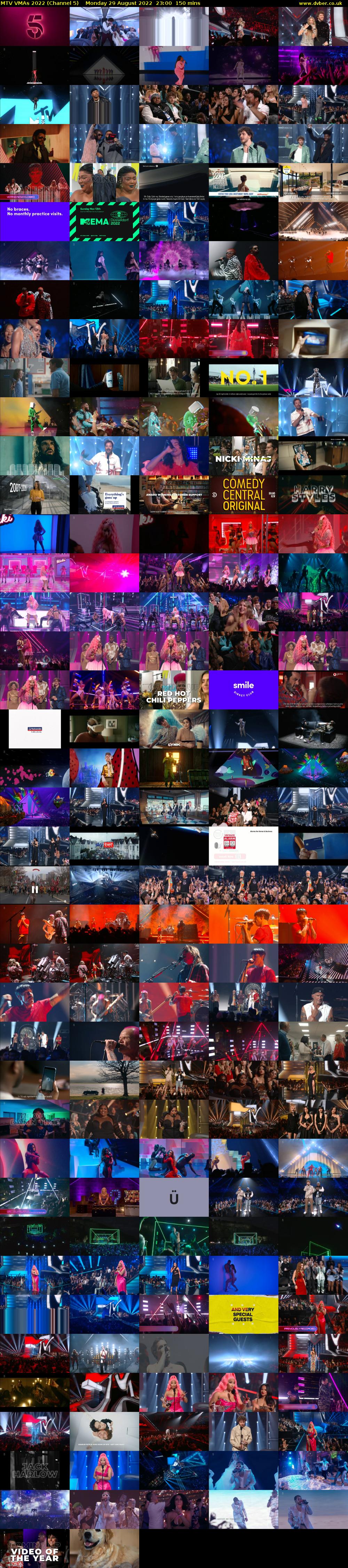 MTV VMAs 2022 (Channel 5) Monday 29 August 2022 23:00 - 01:30