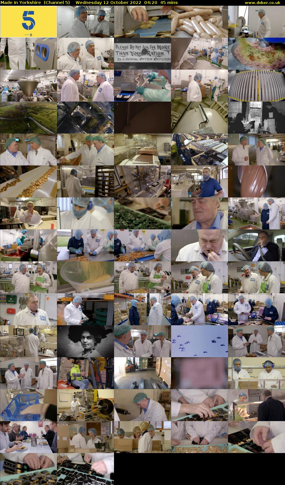 Made In Yorkshire  (Channel 5) Wednesday 12 October 2022 04:20 - 05:05