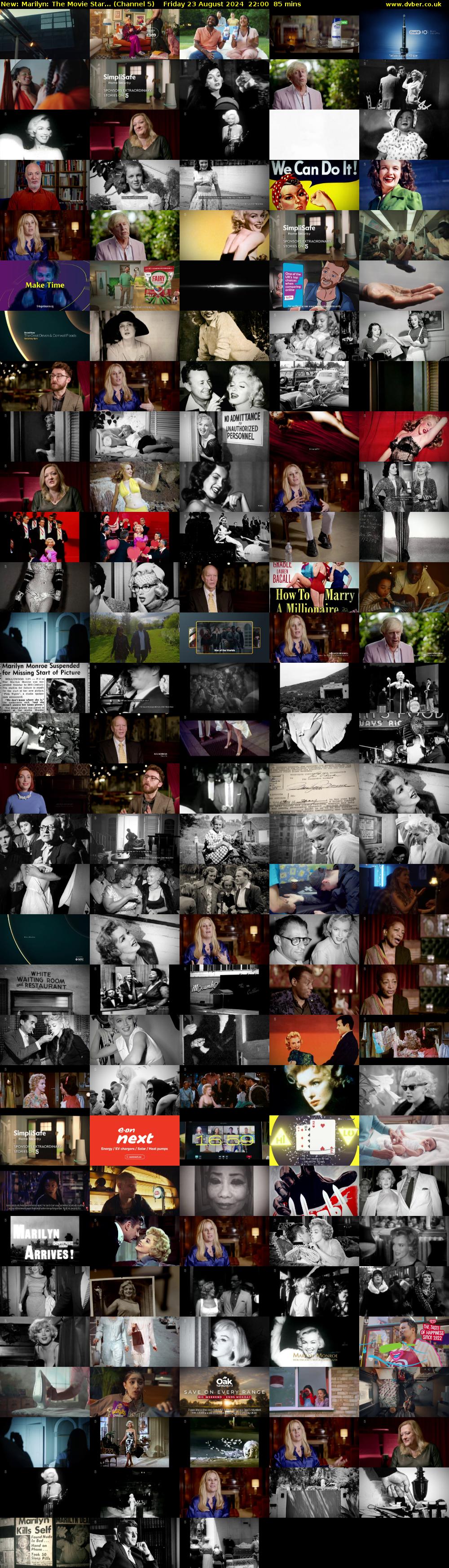 Marilyn: The Movie Star... (Channel 5) Friday 23 August 2024 22:00 - 23:25