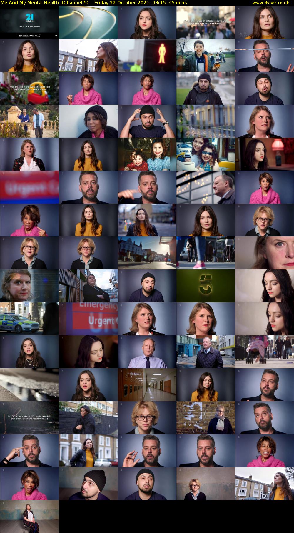 Me And My Mental Health  (Channel 5) Friday 22 October 2021 03:15 - 04:00
