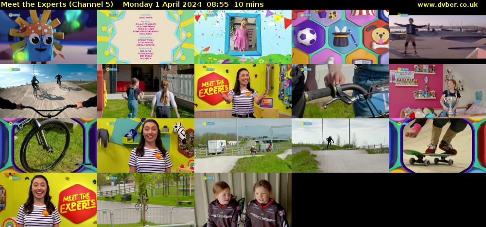 Meet The Experts (Channel 5) Monday 1 April 2024 08:55 - 09:05