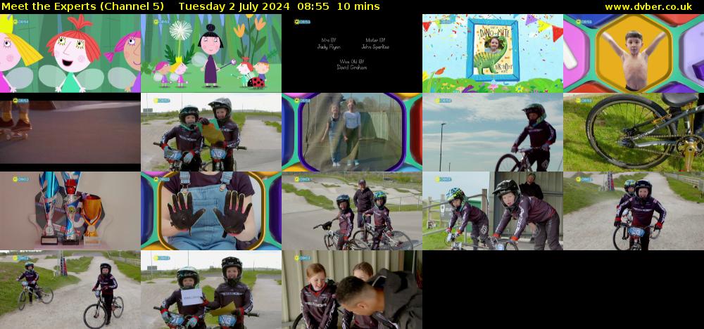 Meet The Experts (Channel 5) Tuesday 2 July 2024 08:55 - 09:05