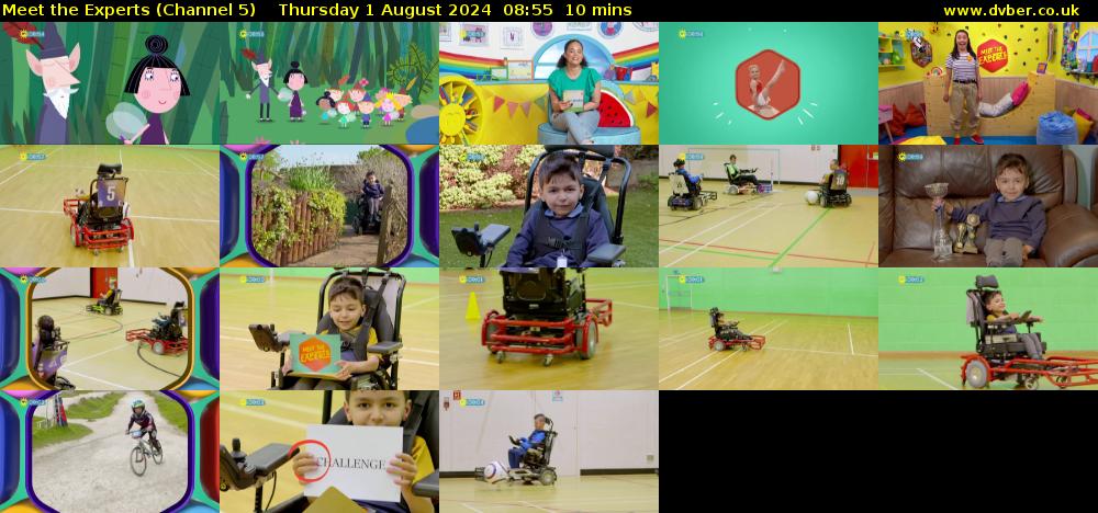 Meet The Experts (Channel 5) Thursday 1 August 2024 08:55 - 09:05
