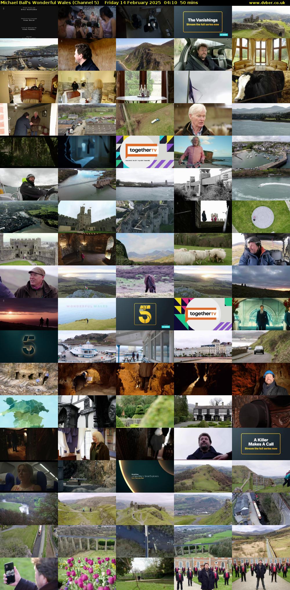 Michael Ball's Wonderful Wales (Channel 5) Friday 14 February 2025 04:10 - 05:00