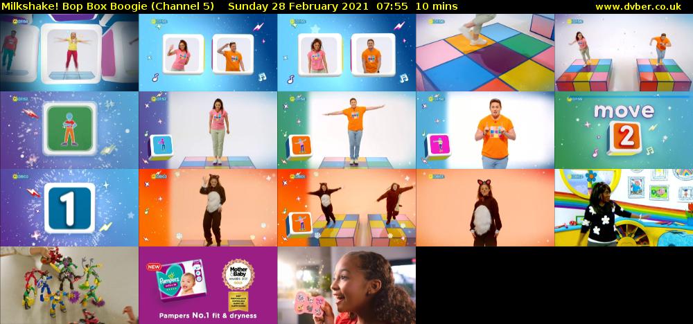 Milkshake! Bop Box Boogie (Channel 5) Sunday 28 February 2021 07:55 - 08:05