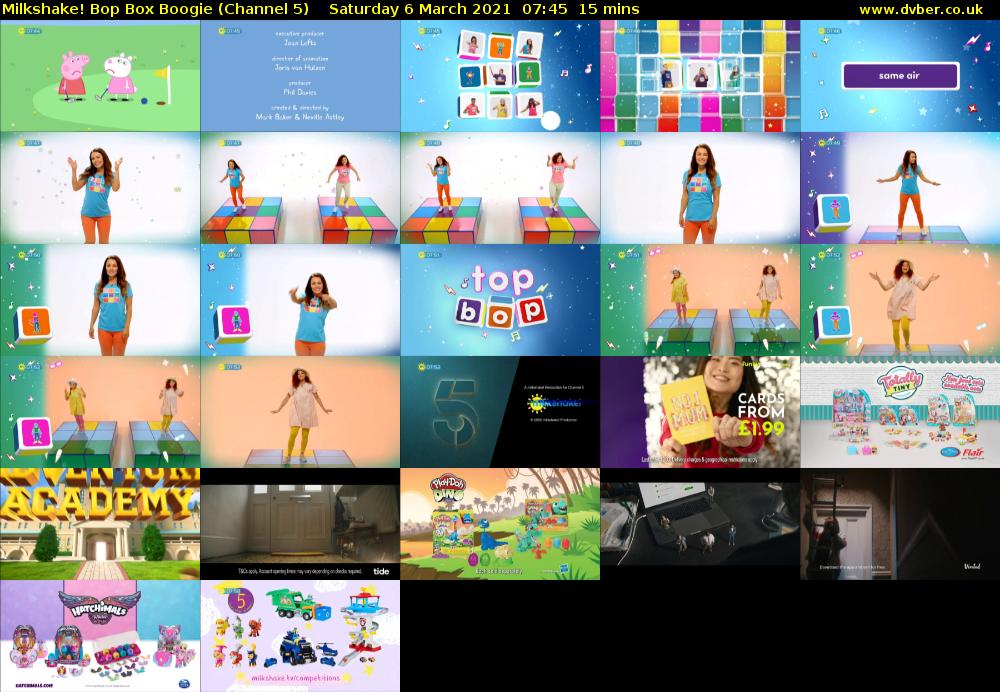 Milkshake! Bop Box Boogie (Channel 5) Saturday 6 March 2021 07:45 - 08:00