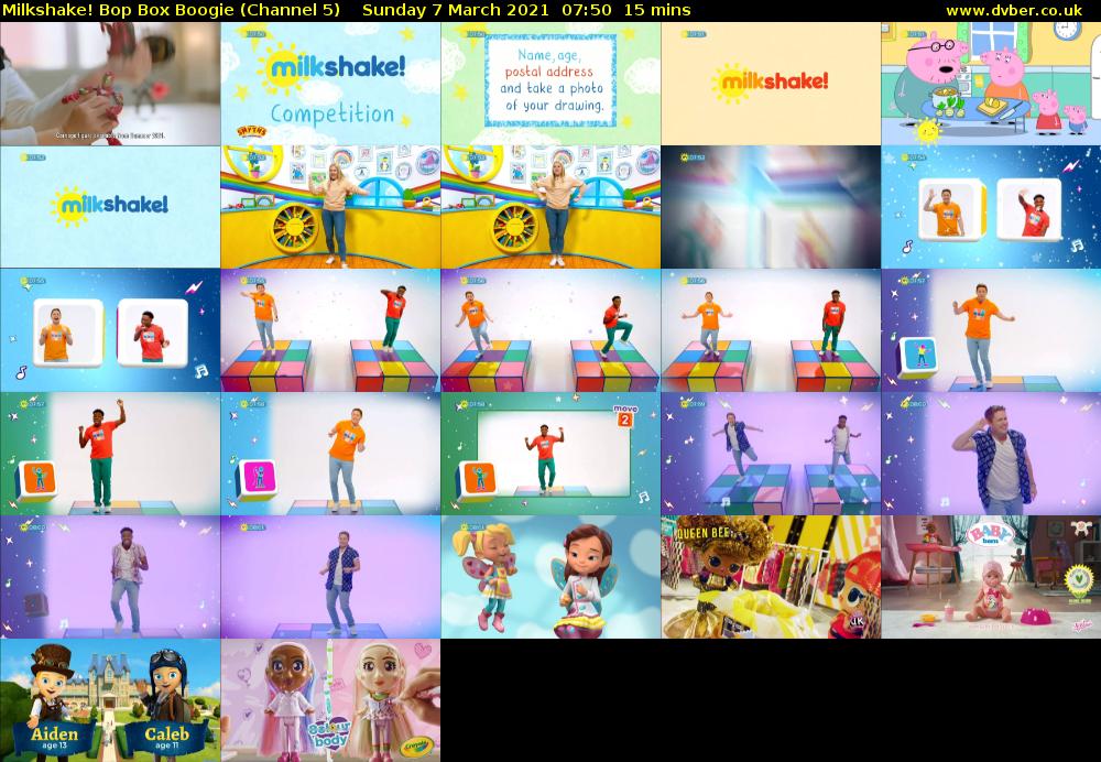 Milkshake! Bop Box Boogie (Channel 5) Sunday 7 March 2021 07:50 - 08:05