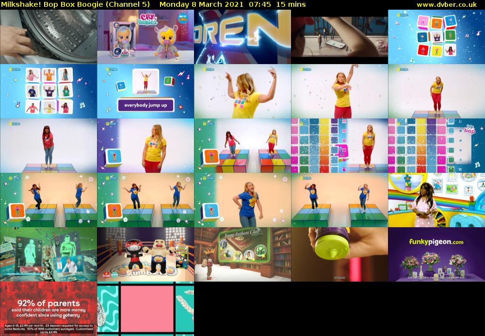 Milkshake! Bop Box Boogie (Channel 5) Monday 8 March 2021 07:45 - 08:00