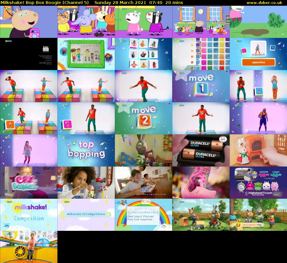 Milkshake! Bop Box Boogie (Channel 5) Sunday 28 March 2021 07:40 - 08:00