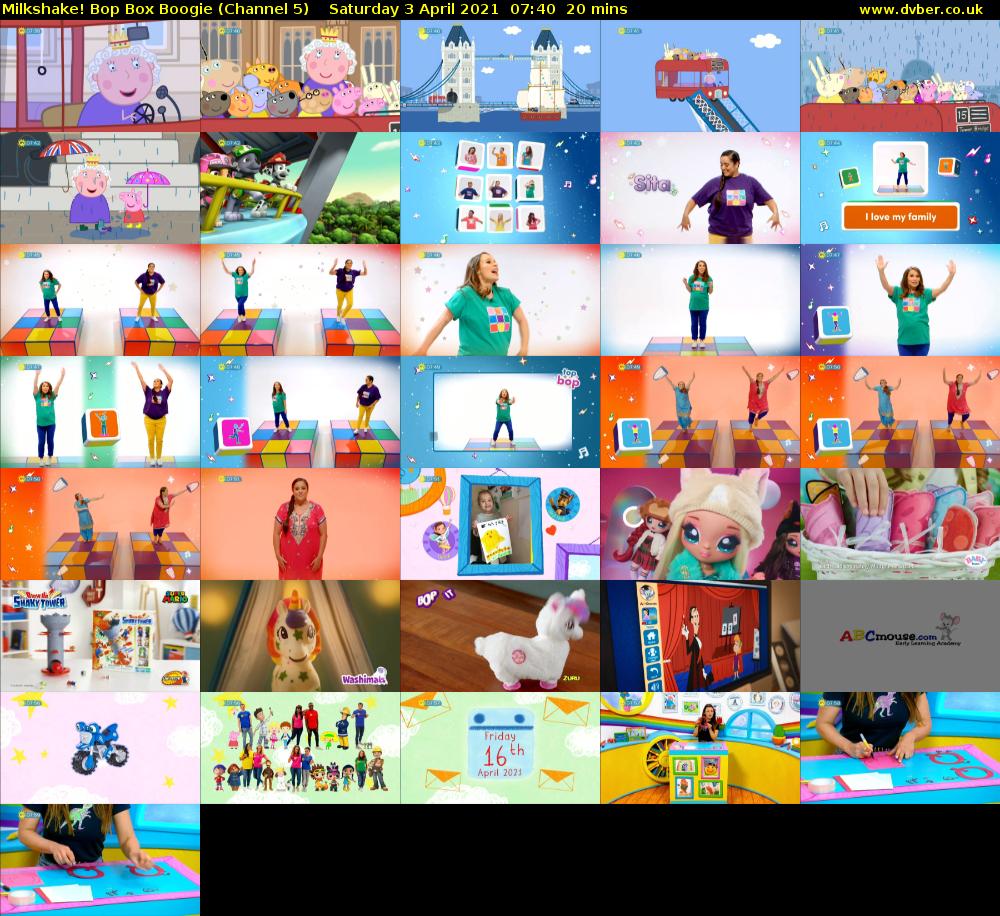 Milkshake! Bop Box Boogie (Channel 5) Saturday 3 April 2021 07:40 - 08:00