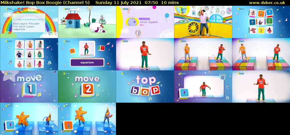 Milkshake! Bop Box Boogie (Channel 5) Sunday 11 July 2021 07:50 - 08:00
