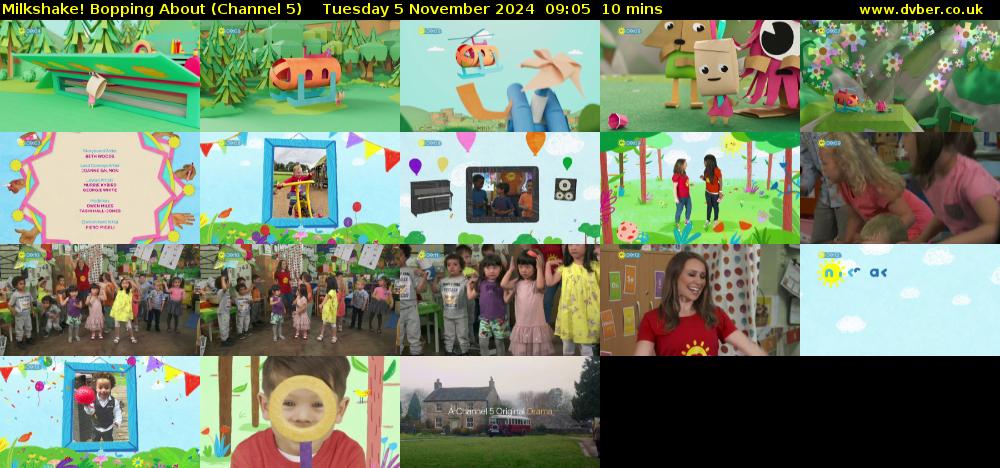Milkshake! Bopping About (Channel 5) Tuesday 5 November 2024 09:05 - 09:15