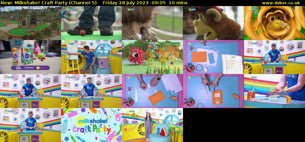 Milkshake! Craft Party (Channel 5) Friday 28 July 2023 09:05 - 09:15