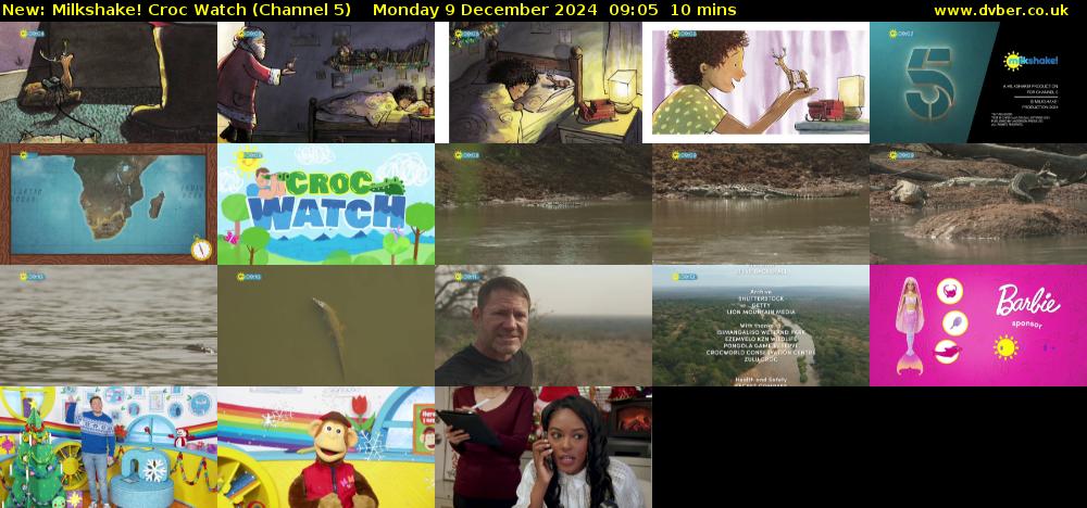 Milkshake! Croc Watch (Channel 5) Monday 9 December 2024 09:05 - 09:15