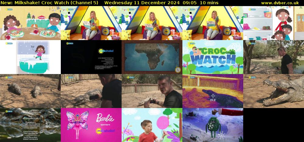 Milkshake! Croc Watch (Channel 5) Wednesday 11 December 2024 09:05 - 09:15