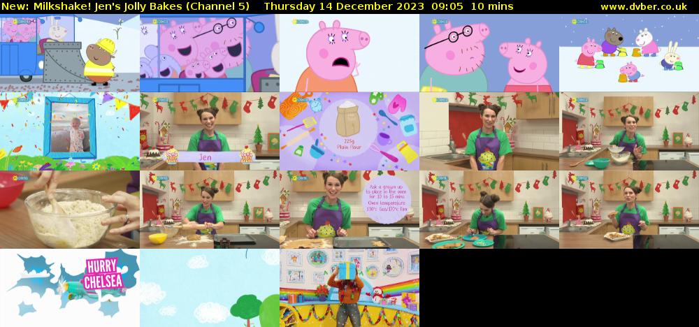 Milkshake! Jen's Jolly Bakes (Channel 5) Thursday 14 December 2023 09:05 - 09:15