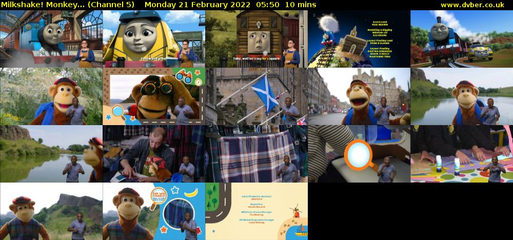 Milkshake! Monkey... (Channel 5) Monday 21 February 2022 05:50 - 06:00