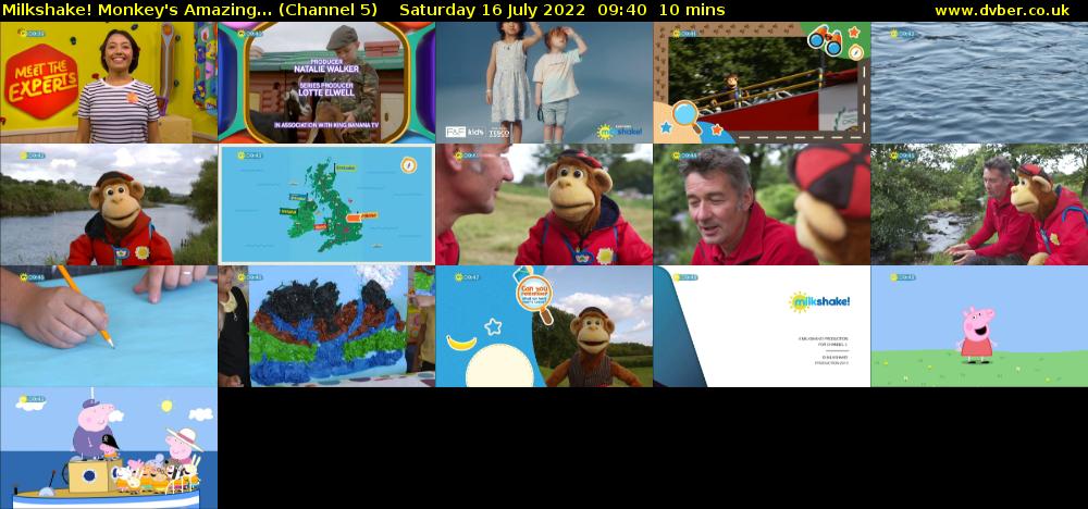 Milkshake! Monkey's Amazing... (Channel 5) Saturday 16 July 2022 09:40 - 09:50
